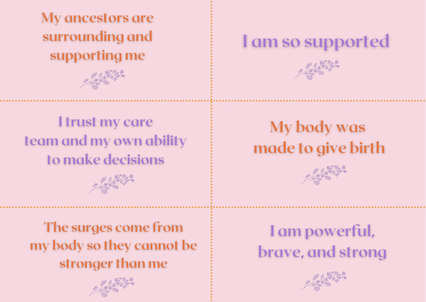 Printable Birth Affirmation Cards