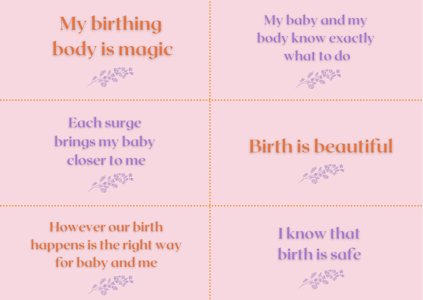 Printable Birth Affirmation Cards