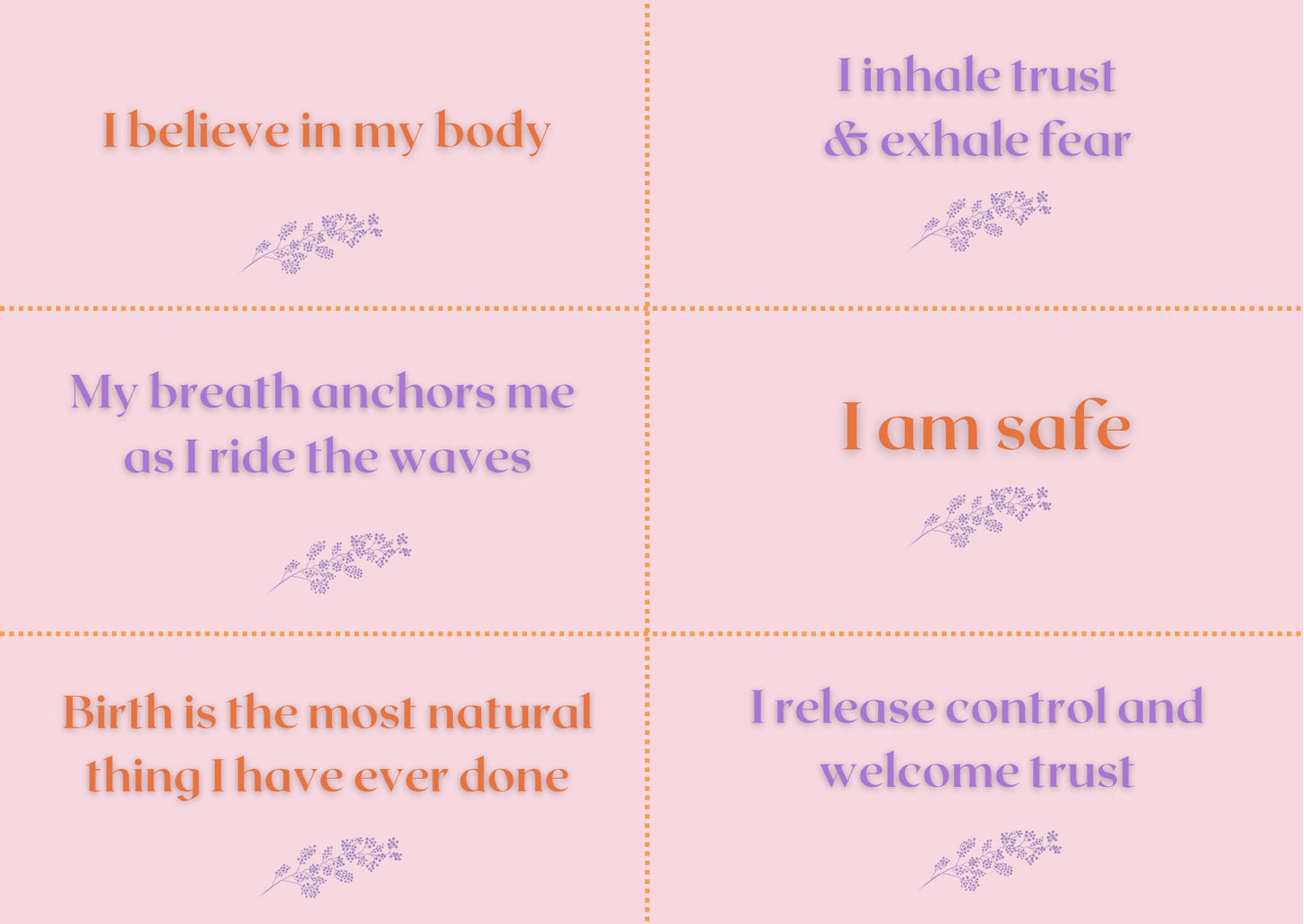 Printable Birth Affirmation Cards